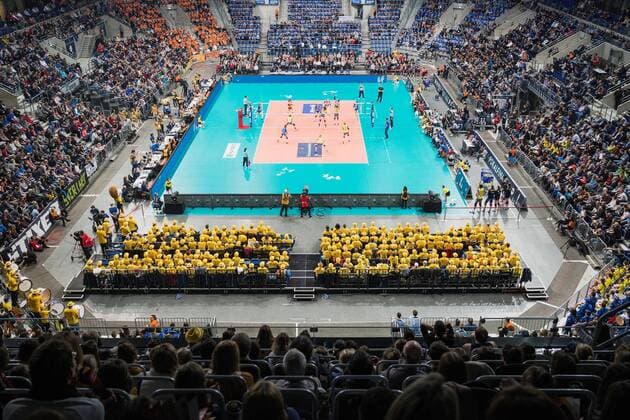 Mannheim, Deutschland, 29.01.2017: Volleyball DVV Pokal Saison 2016 2017 - DVV Pokalfinale - SSC Palmberg Schwerin - MTV Stuttgart. Übersicht, Uebersicht, Totale SAP Arena