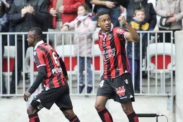 Alassane Plea (OGC Nice) - joie FOOTBALL : OGC Nice vs EA Guingamp - Ligue 1 - Nice - 29 01 2017 NorbertScanella Panoramic 