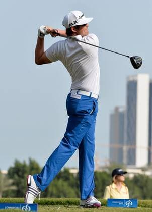 (170129) -- DOHA, Jan. 28, 2017 -- Nacho Elvira of Spain hits his tee shot at the 9th hole during the third day match at Qatar Masters at the Doha Golf Club in Doha, capital of Qatar, on January 28, 2017. ) (SP)QATAR-DOHA-GOLF-QATAR MASTERS-DAY 3 Nikku 