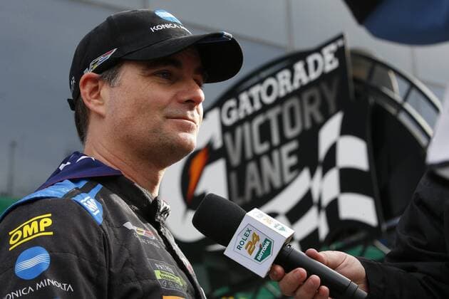 January 29, 2017 - Daytona Beach, Florida, United States of America - January 29, 2017 - Daytona Beach, Florida, USA: Jeff Gordon gets interviewed in Victory Lane after winning the Rolex 24 At Daytona at Daytona International Speedway in Daytona Beach, Florida. IMSA 2017: IMSA WeatherTech SportsCar Championship Rolex 24 At Daytona January 29 - ZUMAa161 20170129_zaa_a161_099 Copyright: xJustinxR.xNoexAspxIncx