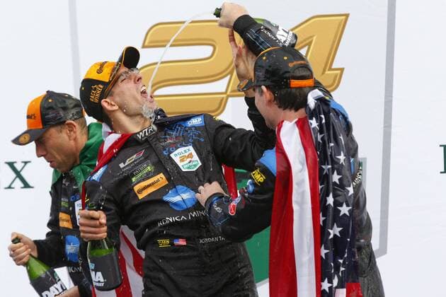 Themen der Woche - SPORT Bilder des Tages - SPORT January 29, 2017 - Daytona Beach, Florida, United States of America - January 29, 2017 - Daytona Beach, Florida, USA: Jeff Gordon celebrates winning the Rolex 24 at Daytona by spraying champagne with his teammates following the Rolex 24 At Daytona at Daytona International Speedway in Daytona Beach, Florida. IMSA 2017: IMSA WeatherTech SportsCar Championship Rolex 24 At Daytona January 29 - ZUMAa161 20170129_zaa_a161_112 Copyright: xJustinxR.xNoexAspxIncx