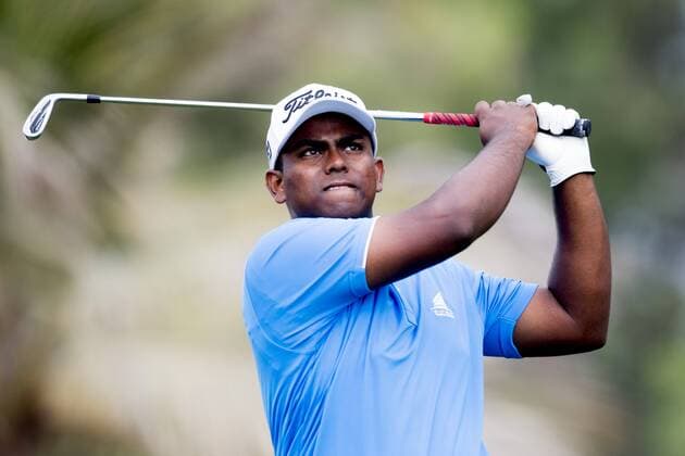 170202 Anirban Lahiri, Indien - Abschlag - Tag 1 - Dubai Dessert Classic - 2 februar 2017 .  Copyright: LUDVIGxTHUNMAN BB170202LT117