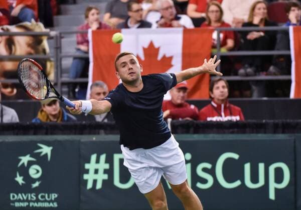 February 3, 2017 - Ottawa, Ontario, Canada - OTTAWA, ON - FEBRUARY 3: Daniel Evans of Great Britain in action during Davis Cup World Group tie between Canada and Great Britain at TD Place Arena on February 3, 2017 in Ottawa, Ontario, Canada...PHOTO: Tennis: Canada v GB: Davis Cup by BNP Paribas World Group First Round - ZUMAk120 20170203_zap_k120_005 Copyright: xStevexKingsmanx