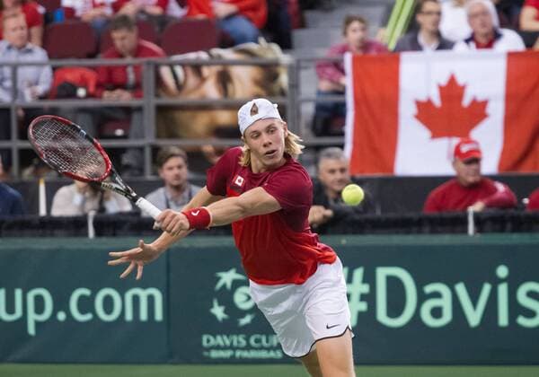February 3, 2017 - Ottawa, Ontario, Canada - OTTAWA, ON - FEBRUARY 3: Denis Shapovalov of Canada in action during Davis Cup World Group tie between Canada and Great Britain at TD Place Arena on February 3, 2017 in Ottawa, Ontario, Canada...PHOTO: Tennis: Canada v GB: Davis Cup by BNP Paribas World Group First Round - ZUMAk120 20170203_zap_k120_006 Copyright: xStevexKingsmanx