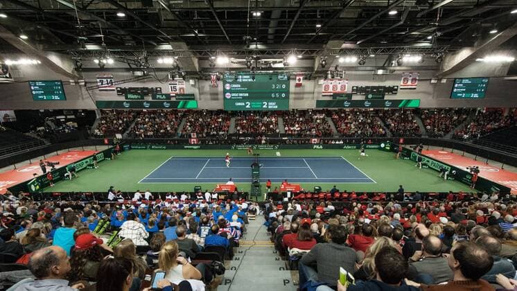February 3, 2017 - Ottawa, Ontario, Canada - OTTAWA, ON - FEBRUARY 3: General view of match one during Davis Cup World Group tie between Canada and Great Britain at TD Place Arena on February 3, 2017 in Ottawa, Ontario, Canada...PHOTO: Tennis: Canada v GB: Davis Cup by BNP Paribas World Group First Round - ZUMAk120 20170203_zap_k120_011 Copyright: xStevexKingsmanx