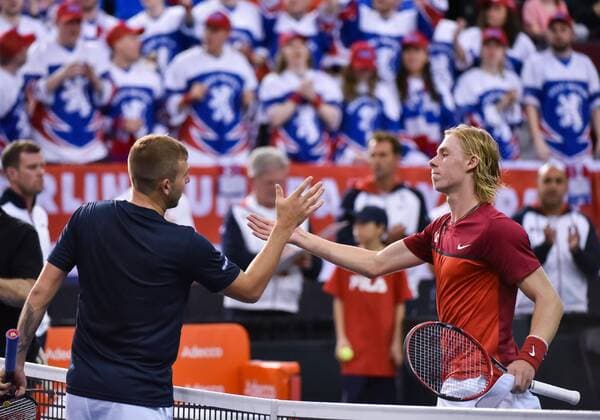 February 3, 2017 - Ottawa, Ontario, Canada - OTTAWA, ON - FEBRUARY 3: Daniel Evans (L) and Denis Shapovalov shake hands after the Davis Cup World Group tie between Canada and Great Britain at TD Place Arena on February 3, 2017 in Ottawa, Ontario, Canada...PHOTO: Tennis: Canada v GB: Davis Cup by BNP Paribas World Group First Round - ZUMAk120 20170203_zap_k120_017 Copyright: xStevexKingsmanx