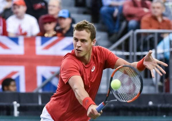 February 3, 2017 - Ottawa, Ontario, Canada - OTTAWA, ON - FEBRUARY 3: Vasek Pospisil of Canada in action during Davis Cup World Group tie between Canada and Great Britain at TD Place Arena on February 3, 2017 in Ottawa, Ontario, Canada...PHOTO: Tennis: Canada v GB: Davis Cup by BNP Paribas World Group First Round - ZUMAk120 20170203_zap_k120_018 Copyright: xStevexKingsmanx