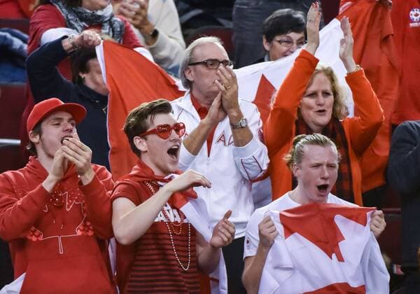 February 3, 2017 - Ottawa, Ontario, Canada - OTTAWA, ON - FEBRUARY 3: Fans cheer on the Team Canada during Davis Cup World Group tie between Canada and Great Britain at TD Place Arena on February 3, 2017 in Ottawa, Ontario, Canada...PHOTO: Tennis: Canada v GB: Davis Cup by BNP Paribas World Group First Round - ZUMAk120 20170203_zap_k120_022 Copyright: xStevexKingsmanx
