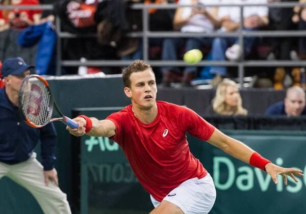 February 3, 2017 - Ottawa, Ontario, Canada - OTTAWA, ON - FEBRUARY 3: Vasek Pospisil of Canada in action during Davis Cup World Group tie between Canada and Great Britain at TD Place Arena on February 3, 2017 in Ottawa, Ontario, Canada...PHOTO: Tennis: Canada v GB: Davis Cup by BNP Paribas World Group First Round - ZUMAk120 20170203_zap_k120_032 Copyright: xStevexKingsmanx
