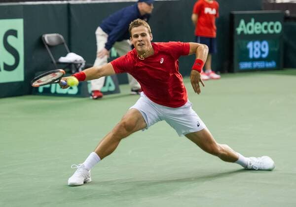 February 3, 2017 - Ottawa, Ontario, Canada - OTTAWA, ON - FEBRUARY 3: Vasek Pospisil of Canada in action during Davis Cup World Group tie between Canada and Great Britain at TD Place Arena on February 3, 2017 in Ottawa, Ontario, Canada...PHOTO: Tennis: Canada v GB: Davis Cup by BNP Paribas World Group First Round - ZUMAk120 20170203_zap_k120_038 Copyright: xStevexKingsmanx