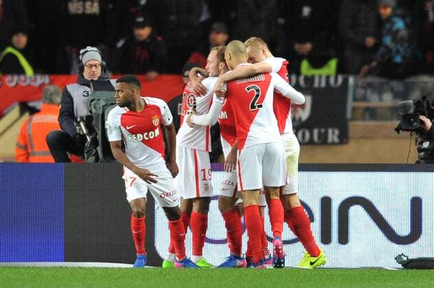 18 VALERE GERMAIN (mon) - 27 THOMAS LEMAR (mon) - Fussball Frankreich, Ligue 1, AS Monaco vs. OGC Nice - 04 02 2017 FEP Panoramic 