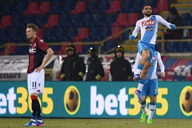 Lorenzo Insigne goal celebration Bologna 04-02-2016 Stadio Dall Ara. Football Calcio Serie A 2016 2017 FC Bologna - SSC Napoli.