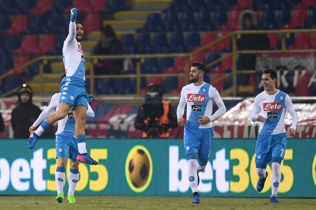 Lorenzo Insigne goal celebration Bologna 04-02-2016 Stadio Dall Ara. Football Calcio Serie A 2016 2017 FC Bologna - SSC Napoli.