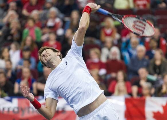 February 4, 2017 - Ottawa, Ontario, Canada - OTTAWA, ON - FEBRUARY 4: Daniel Nestor of Canada in action during their doubles match against Great Britain on day 2 of the Davis Cup World Group tie between Canada and Great Britain at TD Place Arena on February 4, 2017 in Ottawa, Ontario, Canada...PHOTO: Tennis: Canada v GB: Davis Cup by BNP Paribas World Group First Round - ZUMAk120 20170204_zap_k120_056 Copyright: xStevexKingsmanx