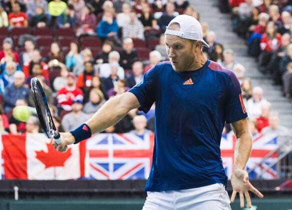 February 4, 2017 - Ottawa, Ontario, Canada - OTTAWA, ON - FEBRUARY 4: Dominic Inglot of Great Britain in action during their doubles match against Canada on day 2 of the Davis Cup World Group tie between Canada and Great Britain at TD Place Arena on February 4, 2017 in Ottawa, Ontario, Canada...PHOTO: Tennis: Canada v GB: Davis Cup by BNP Paribas World Group First Round - ZUMAk120 20170204_zap_k120_061 Copyright: xStevexKingsmanx