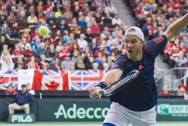 February 4, 2017 - Ottawa, Ontario, Canada - OTTAWA, ON - FEBRUARY 4: Dominic Inglot of Great Britain in action during their doubles match against Canada on day 2 of the Davis Cup World Group tie between Canada and Great Britain at TD Place Arena on February 4, 2017 in Ottawa, Ontario, Canada...PHOTO: Tennis: Canada v GB: Davis Cup by BNP Paribas World Group First Round - ZUMAk120 20170204_zap_k120_055 Copyright: xStevexKingsmanx