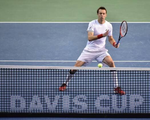 February 4, 2017 - Ottawa, Ontario, Canada - OTTAWA, ON - FEBRUARY 4: Daniel Nestor of Canada in action during their doubles match against Great Britain on day 2 of the Davis Cup World Group tie between Canada and Great Britain at TD Place Arena on February 4, 2017 in Ottawa, Ontario, Canada...PHOTO: Tennis: Canada v GB: Davis Cup by BNP Paribas World Group First Round - ZUMAk120 20170204_zap_k120_059 Copyright: xStevexKingsmanx