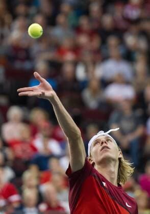 February 5, 2017 - Ottawa, Ontario, Canada - OTTAWA, ON - FEBRUARY 5: Denis Shapovalov of Canada in action during his singles Davis Cup World Group tie between Canada and Great Britain at TD Place Arena on February 5, 2017 in Ottawa, Ontario, Canada. Tennis: Canada v GB: Davis Cup by BNP Paribas World Group First Round - ZUMAk120 20170205_zap_k120_047 Copyright: xStevexKingsmanx