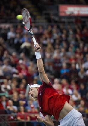 February 5, 2017 - Ottawa, Ontario, Canada - OTTAWA, ON - FEBRUARY 5: Denis Shapovalov of Canada in action during his singles Davis Cup World Group tie between Canada and Great Britain at TD Place Arena on February 5, 2017 in Ottawa, Ontario, Canada. Tennis: Canada v GB: Davis Cup by BNP Paribas World Group First Round - ZUMAk120 20170205_zap_k120_055 Copyright: xStevexKingsmanx