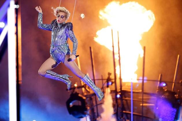 Musician Lady Gaga performs a medley during her halftime show at Super Bowl LI between the New England Patriots and Atlanta Falcons at NRG Stadium in Houston Texas on February 5, 2017.  SBP20170205742 JOHNxANGELILLO