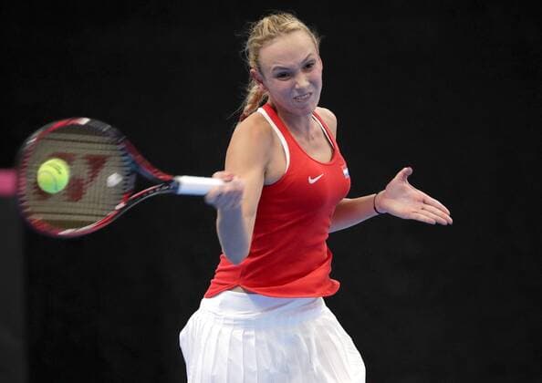 TENNIS - ITF, Fed Cup TALLINN,ESTONIA,08.FEB.17 - TENNIS - ITF, Fed Cup, Europe Africa Zone, Group 1. Image shows Donna Vekic (CRO). GEPAxpictures xWalterxLuger