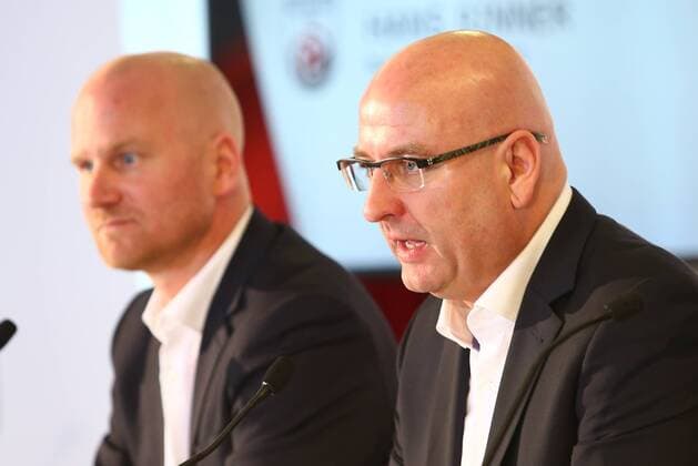 SOCCER - BL, press conference PK Pressekonferenz SALZBURG,AUSTRIA,08.FEB.17 - SOCCER - tipico Bundesliga, press conference, season opening. Image shows president Hans Rinner and chairman Christian Ebenbauer (Bundesliga). GEPAxpictures xFelixxRoittner