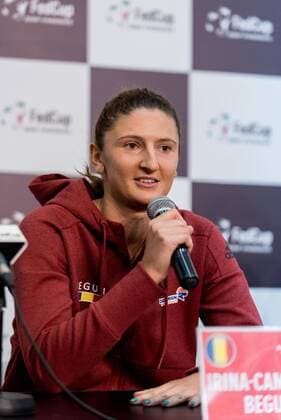 Tennis - FED Cup by BNP 2017 game between Romania si Belgium February 2017 February 8, 2017: Irina Camelia Begu during the FED Cup by BNP 2017 game between Romania si Belgium at Sala Polivalenta, Bucuresti, Romania ROU. Foto: CronosFoto Catalin Soare