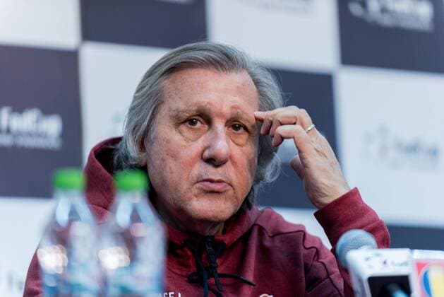 Tennis - FED Cup by BNP 2017 game between Romania si Belgium February 2017 February 8, 2017: Ilie Nastase the Romanian FED Cup team captain during the FED Cup by BNP 2017 game between Romania si Belgium at Sala Polivalenta, Bucuresti, Romania ROU. Foto: CronosFoto Catalin Soare