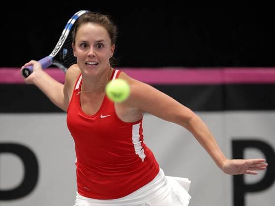 TENNIS - ITF, Fed Cup TALLINN,ESTONIA,08.FEB.17 - TENNIS - ITF, Fed Cup, Europe Africa Zone, Group 1. Image shows Michelle Larcher de Brito (POR). GEPAxpictures xWalterxLuger