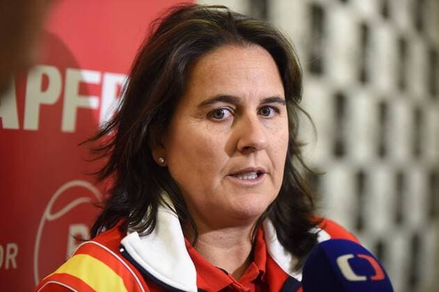 Non-playing captain Conchita Martinez speaks during the press conference PK Pressekonferenz prior to first round 2017 Fed Cup in Ostrava, Czech Republic, February 8, 2017. (CTKxPhoto JaroslavxOzana) CTKPhotoP201702080591701  jao 20 k