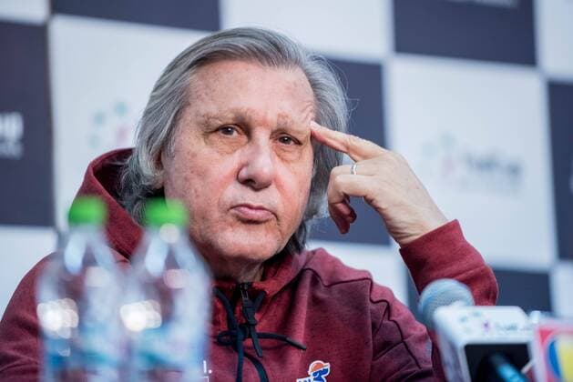 Tennis - FED Cup by BNP 2017 game between Romania and Belgium February 2017 February 8, 2017: Ilie Nastase the Romanian FED Cup team captain during the FED Cup by BNP 2017 game between Romania and Belgium at Sala Polivalenta, Bucuresti, Romania ROU. Foto: CronosFoto Catalin Soare