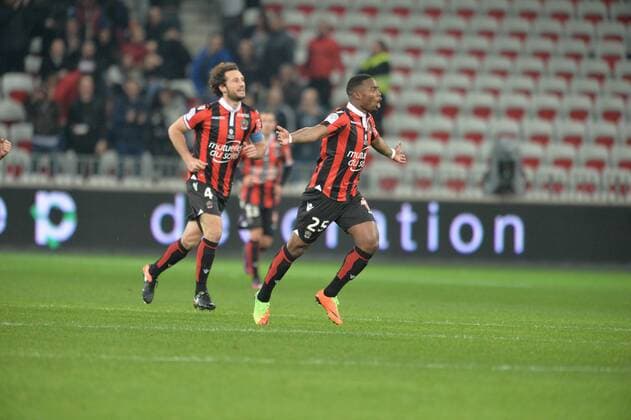 Jubel Wylan et Paul Baysse Cyprien (nice) FOOTBALL : Nice vs Saint Etienne - Ligue 1 - 08 02 2017 FredericChambert 