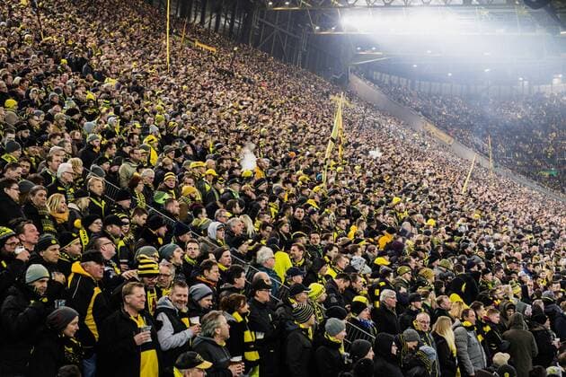 Dortmund, Deutschland, 08.02.2017: Fußball DFB Pokal Achtelfinale Saison 2016 2017 - BV Borussia Dortmund - Hertha BSC. Dortmund Südtribüne