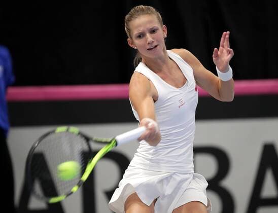 TENNIS - ITF, Fed Cup TALLINN,ESTONIA,09.FEB.17 - TENNIS - ITF, Fed Cup, Europe Africa Zone II, Group 1. Image shows Barbara Haas (AUT). GEPAxpictures xWalterxLuger