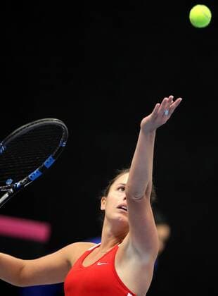 TENNIS - ITF, Fed Cup TALLINN,ESTONIA,10.FEB.17 - TENNIS - ITF, Fed Cup, Europe Africa Zone II, Group 1. Image shows Michelle Larcher de Brito (POR) GEPAxpictures xWalterxLuger