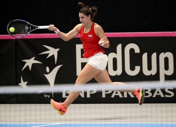 TENNIS - ITF, Fed Cup TALLINN,ESTONIA,10.FEB.17 - TENNIS - ITF, Fed Cup, Europe Africa Zone II, Group 1. Image shows Ana Konjuh (CRO) GEPAxpictures xWalterxLuger