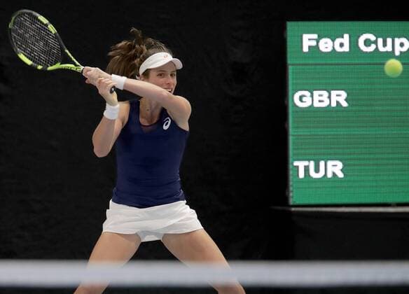 TENNIS - ITF, Fed Cup TALLINN,ESTONIA,10.FEB.17 - TENNIS - ITF, Fed Cup, Europe Africa Zone II, Group 1. Image shows Johanna Konta (GBR). GEPAxpictures xWalterxLuger