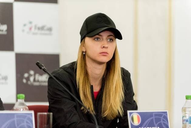 Tennis - press conference PK Pressekonferenz held at the drawing ceremony before FED Cup by BNP 2017 game between Romania and Belgium February 2017 February 10, 2017: Maryna Zanevska (BEL) during the Press conference held at the drawing ceremony before FED Cup by BNP 2017 game between Romania and Belgium at Hotel Intercontinental, Bucharest, Romania ROU. Foto: CronosFoto Catalin Soare