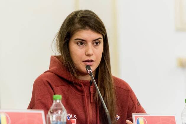 Tennis - press conference PK Pressekonferenz held at the drawing ceremony before FED Cup by BNP 2017 game between Romania and Belgium February 2017 February 10, 2017: Sorana Cirstea (ROU) during the Press conference held at the drawing ceremony before FED Cup by BNP 2017 game between Romania and Belgium at Hotel Intercontinental, Bucharest, Romania ROU. Foto: CronosFoto Catalin Soare