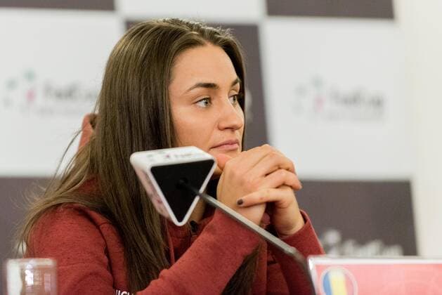 Tennis - press conference PK Pressekonferenz held at the drawing ceremony before FED Cup by BNP 2017 game between Romania and Belgium February 2017 February 10, 2017: Monica Niculescu (ROU) during the Press conference held at the drawing ceremony before FED Cup by BNP 2017 game between Romania and Belgium at Hotel Intercontinental, Bucharest, Romania ROU. Foto: CronosFoto Catalin Soare
