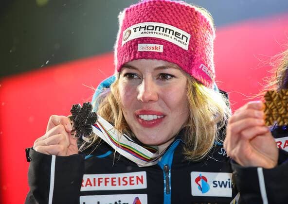 ALPINE SKIING - FIS Ski WC St. Moritz SANKT MORITZ,SWITZERLAND,10.FEB.17 - ALPINE SKIING - FIS Alpine World Ski Championships, alpine combined, ladies, award ceremony. Image shows Michelle Gisin (SUI). GEPAxpictures xChristianxWalgram