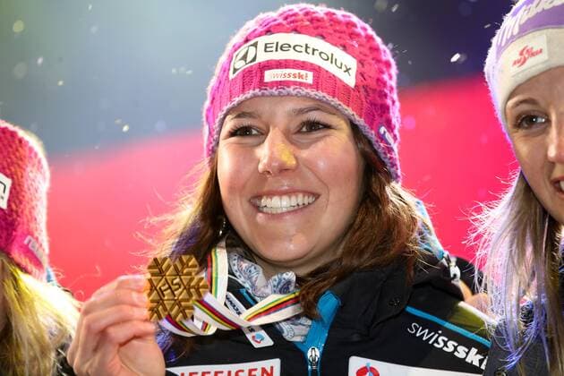 ALPINE SKIING - FIS Ski WC St. Moritz SANKT MORITZ,SWITZERLAND,10.FEB.17 - ALPINE SKIING - FIS Alpine World Ski Championships, alpine combined, ladies, award ceremony. Image shows Wendy Holdener (SUI). GEPAxpictures xChristianxWalgram