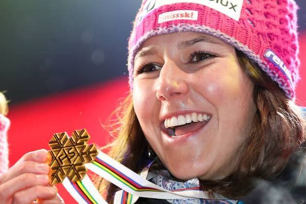 ALPINE SKIING - FIS Ski WC St. Moritz SANKT MORITZ,SWITZERLAND,10.FEB.17 - ALPINE SKIING - FIS Alpine World Ski Championships, alpine combined, ladies, award ceremony. Image shows Wendy Holdener (SUI). GEPAxpictures xChristianxWalgram