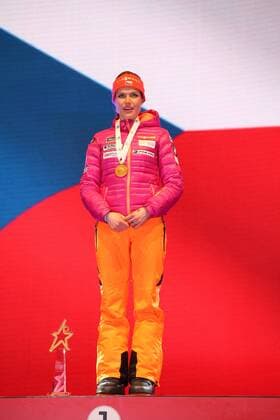 BIATHLON - IBU World Championships Hochfilzen HOCHFILZEN,AUSTRIA,10.FEB.17 - BIATHLON - IBU World Championships, 7.5km sprint, ladies, award ceremony. Image shows Gabriela Koukalova (CZE). Keywords: medal. GEPAxpictures xMathiasxMandl