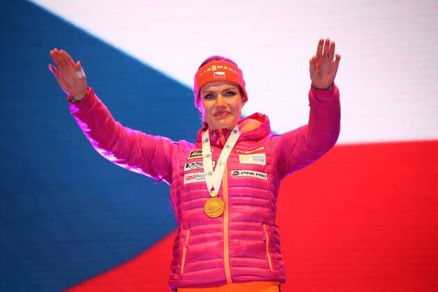 BIATHLON - IBU World Championships Hochfilzen HOCHFILZEN,AUSTRIA,10.FEB.17 - BIATHLON - IBU World Championships, 7.5km sprint, ladies, award ceremony. Image shows Gabriela Koukalova (CZE). Keywords: medal. GEPAxpictures xMathiasxMandl