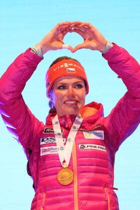 BIATHLON - IBU World Championships Hochfilzen HOCHFILZEN,AUSTRIA,10.FEB.17 - BIATHLON - IBU World Championships, 7.5km sprint, ladies, award ceremony. Image shows Gabriela Koukalova (CZE). Keywords: medal. GEPAxpictures xMathiasxMandl