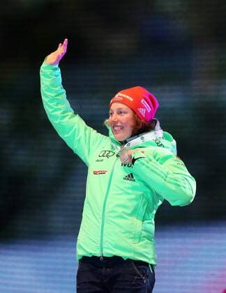 Hochfilzen Biathlon IBU Weltmeisterschaften Hochfilzen, Frauen Sprint, Laura Dahlmeier (GER) mit ihrer Silbermedaille