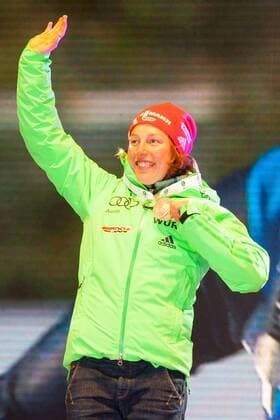 Gewinnerin der Silbermedallie Laura DAHLMEIER (GER). Oesterreich, Hochfilzen: Wintersport, Biathlon, IBU World Championships 2017 - 7,5km Sprint Damen am 10.02.2017, Biathlonstadion.