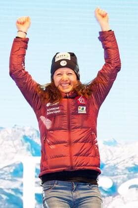 Freude und Jubel ueber den Gewinn der Bronzemedallie bei Anais CHEVALIER (FRA). Oesterreich, Hochfilzen: Wintersport, Biathlon, IBU World Championships 2017 - 7,5km Sprint Damen am 10.02.2017, Biathlonstadion.