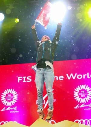 ALPINE SKIING - FIS Ski WC St. Moritz SANKT MORITZ,SWITZERLAND,10.FEB.17 - ALPINE SKIING - FIS Alpine World Ski Championships, alpine combined, award ceremony. Image shows the rejoicing of Wendy Holdener (SUI). GEPAxpictures xChristianxWalgram